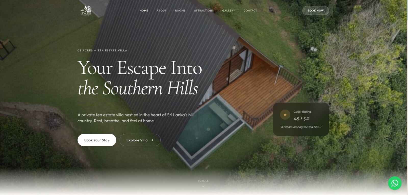 8 Acres Tea Estate Villa website screenshot